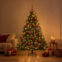 Syfax Arbre de Noël artificiel avec boules de Noël, 120 cm, 150 LED