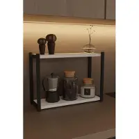 Merkloos Organisateur de cuisine gain de place avec 2 étagères - Étagère en bois et métal, de couleur blanche