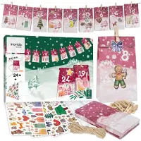 Merkloos Calendrier de l'Avent à remplir soi-même, en papier, modèle 2025, motif "village d'hiver", pour la période de Noël
