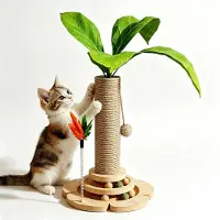 Merkloos Arbre à chat en sisal, 44 cm de hauteur, avec deux plateformes, une piste à billes et une balle pour chat