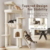 Merkloos Arbre à chat de taille moyenne, 163 cm de hauteur, base stable, grandes plateformes de repos, poteaux en sisal, conçu pour les chats