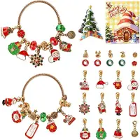 Merkloos Calendrier de l'Avent, ensemble de bijoux de Noël, 24 pièces, bracelets et pendentifs de Noël, pour 24 jours