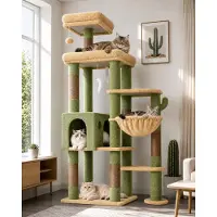 Merkloos Arbre à chat avec grotte et plateforme, stable, pour 2 grands chats, meuble pour chat pour intérieur