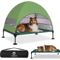 Merkloos SolidKeus - Lit panoramique pour chiens, surélevé, avec toit pliable, pour une utilisation intérieure et extérieure