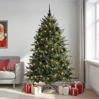 Syfax Arbre de Noël artificiel avec boules de Noël, 210 cm, 300 LED
