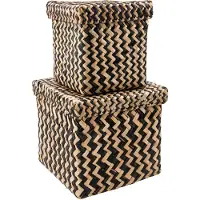 House Doctor Storage boxes, HDOllie, Black, Nature (2x, 20.50 x 20.50 x 17.50 cm)