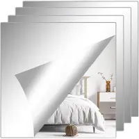 Markenlos Film autocollant miroir - 4 pièces - Miroirs muraux pour salle de bain, salon et chambre - 20x20 cm