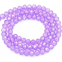 OEM Perles rondes en verre - Facettées - Fabrication de bijoux - Violet clair - AB - 85 pièces, 6x4 mm