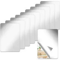 Markenlos Tiles de miroir en acrylique adhésives - Miroir décoratif résistant aux chocs - Pour armoires et murs - 10 pièces de 15x10 cm