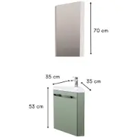 MOB-IN Ensemble lave-mains d'angle SKINO + vasque + armoire de toilette