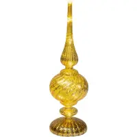 Décoris Micro LED, décoration de Noël en verre, forme de pointe, 30 cm, couleur or