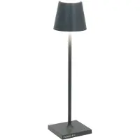 Zafferano Lampe De Table Led Poldina Pro Micro Gris Foncé, Rechargeable Et Dimmable Avec Une Autonomie Allant Jusqu'À 12 Heures