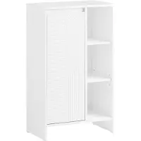 SoBuy Meuble de salle de bain multifonctionnel - Meuble de salle de bain autoportant blanc avec portes et étagères - 50 x 86 x 30 cm