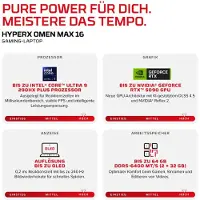 HP DP0L5EA, processeur Intel Core Ultra 7, écran 40,6 cm (16 pouces), résolution 2560 x 1600 pixels, 32 Go de mémoire, système d'exploitation FreeDOS, couleur noire