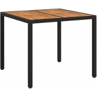 vidaXL Table de jardin noire 90 x 90 x 75 cm en polyrotin