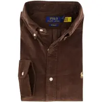 Ralph Lauren pour homme. 710853123503 Chemise en velours côtelé Custom Fit (M), Marron, Casuel, Coton, Manche longue