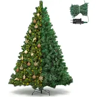 Vigevee Arbre de Noël artificiel , 180 cm, avec 250 LED blanc chaud, 860 décorations, en sapin artificiel, avec support en métal, idéal pour le salon