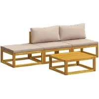 Syfax Ensemble de canapés, 4 pièces, en bois d'acacia massif, finition naturelle