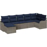 vidaXL Ensemble de canapé de jardin , 7 pièces, gris, en résine tressée