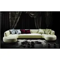AEA Chesterfield Ecksofa U-Form Luxus Couch Ledersofa Sofas Weiß Modern