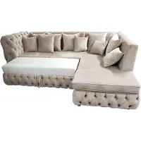 AEA Chesterfield Ecksofa L-Form mit Bettfunktion Textil Luxus Sofa 340x220