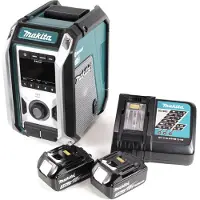 Makita Radio de chantier sans fil DMR 115 RF 12 V - 18 V Bluetooth DAB+ IP65 + 2 batteries 3,0 Ah + chargeur