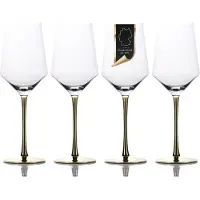 Intirilife 4x verre à vin avec pied doré - capacité 380 ml - vin rouge vin blanc verre calice verre cristal antichoc