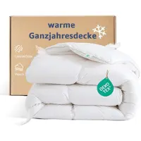 Merkloos Couverture en fibres synthétiques pour toute saison, garnie de plumes et de duvet, dimensions 135 x 200 cm, respirante, idéale pour la cuisine