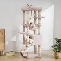 Merkloos Arbre à chat de grande taille, avec une cachette et de grandes plateformes, dimensions 50x50x153 cm, idéal pour le jeu et la détente