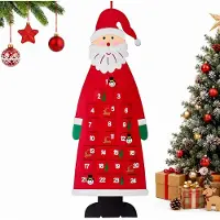 OCreon Calendrier de l'Avent de Noël - Réutilisable - Calendrier de l'Avent en feutre à suspendre, représentant le Père Noël - Calendrier de compte à rebours de Noël - Calendrier de l'Avent en tissu