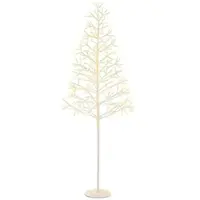 Costway Sapin lumineux LED 120cm, arbre de bouleau avec 240 LED blanc chaud & support en ciment, sapin de Noël artificiel, sapin de Noël, base blanche