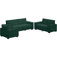 vidaXL Ensemble de canapés 3 pièces avec coussins vert foncé velours