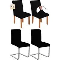 Sonstiges Housses stretch pour fauteuils à dossier arrondi, amovibles et lavables, couleur noire, lot de 4