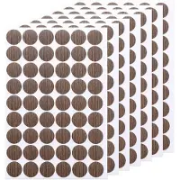 OEM Autocollants adhésifs pour marquage de trous de vis - PVC étanche - Pour meubles, armoires, murs et bureaux - Finition noyer foncé - 7 feuilles, 378 pièces - Diamètre : 2,1 cm