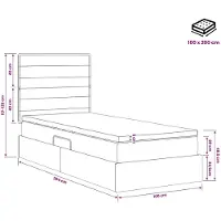 vidaXL Lit coffre avec matelas, bleu, 100 x 200 cm, tissu