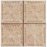 OEM Décoration en bois sculpté - Motifs carrés en losanges - Décoration pour meubles - Lot de 4 pièces - Non peint