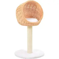 Merkloos Arbre à chat fait à la main, avec panier en osier et corde de sisal