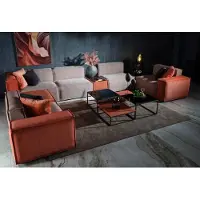 AEA Großes Ecksofa U-Form Stoffsofa Couch Polstersofa Orange Moderne Sofa