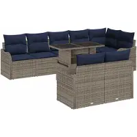 vidaXL Ensemble de canapés de jardin , 9 pièces, gris, en résine tressée