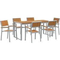 vidaXL Ensemble de jardin pour 7 personnes, gris, en bois d'acacia massif
