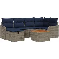 vidaXL Ensemble de canapé de jardin , 7 pièces, gris, en résine tressée