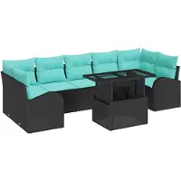 vidaXL Ensemble de canapés de jardin , 8 pièces, noir, en résine tressée