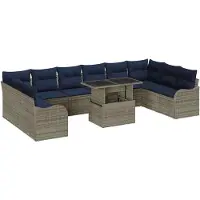 vidaXL Ensemble de canapés de jardin , 11 pièces, gris, en résine tressée