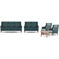 AEA Komplett Sofa-Set 3-Sitzer 2-Sitzer Sessel Holz Couchtisch Chesterfield
