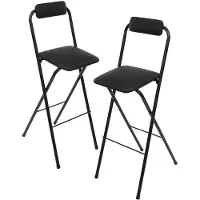 Sonstiges Ensemble de 2 tabourets pliants avec dossier et repose-pieds, hauteur d'assise de 75 cm, capacité maximale de 125 kg, couleur noire