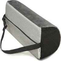 Unyqoos Coussin lombaire en forme de D en mousse à mémoire de forme – support lombaire ergonomique pour siège de bureau et de voiture, housse en mesh respirant, sangle réglable