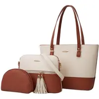 Merkloos Omgoods - Ensemble de 3 sacs pour femmes - Sac bandoulière et sac à main en cuirPolyuréthanede qualité supérieure