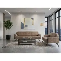 AEA Couchgarnitur 3-Sitzer-Sofa 2-Sitzer-Sofa Leder Beige Modern