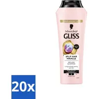 GLISS Gliss-Kur - Shampooing - Spliss Wunder - Répare les pointes fourchues - 400 ml - Pack avantage - 20 pièces