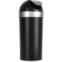 Umbra Poubelle à couvercle basculant Venti, plastique PP, noir, nickel, 72 L, 1022664-047